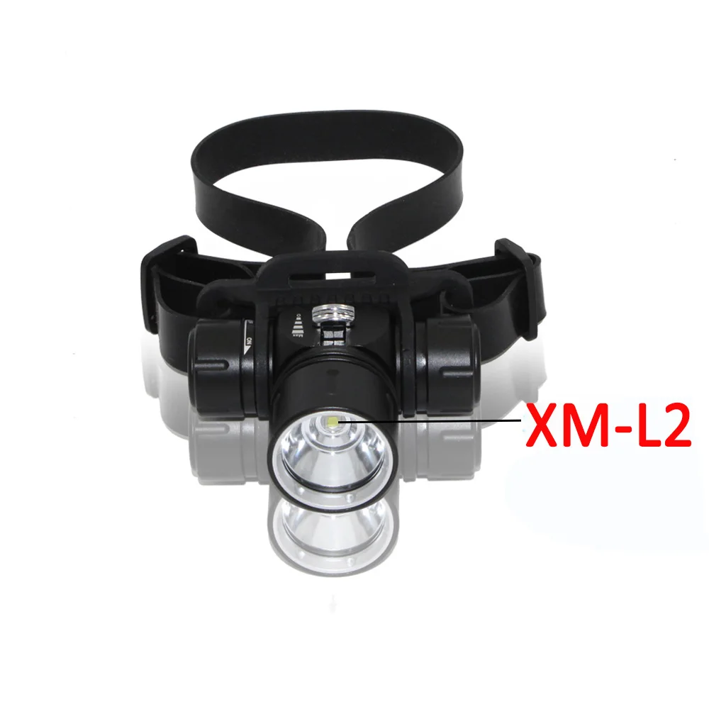 Linterna frontal de buceo, XM-L2 LED impermeable, luz de cabeza para pesca subacuática