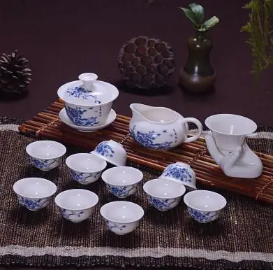 14 Pcs Travel Tea Sets Chinese Portable Ceramic Bone China teaset Gaiwan Teacup Porcelain Tea Cup The Kung Fu Teapot Set