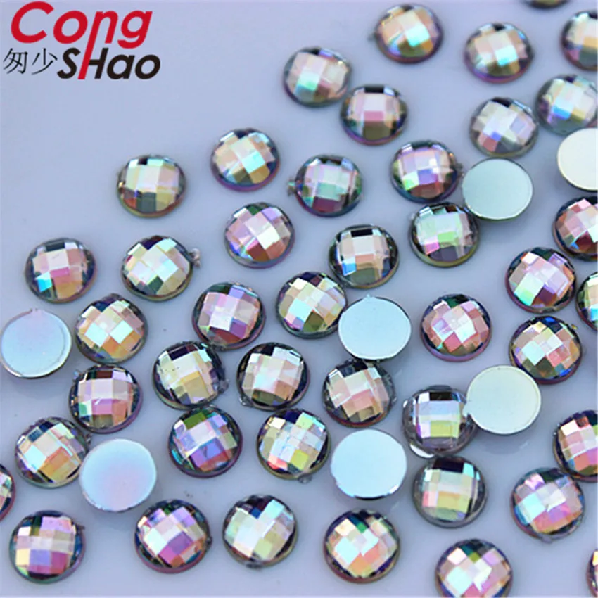 100pcs 6mm 3D Nail Art Round Stones flatback crystals Acrylic AB Rhinestone trim phone DIY not hotfix Face Decoration WC466