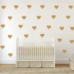 Metallic Gold Wall Stickers Heart-shaped pattern vinyl wall decals nursery art decor Little Hearts Stickers