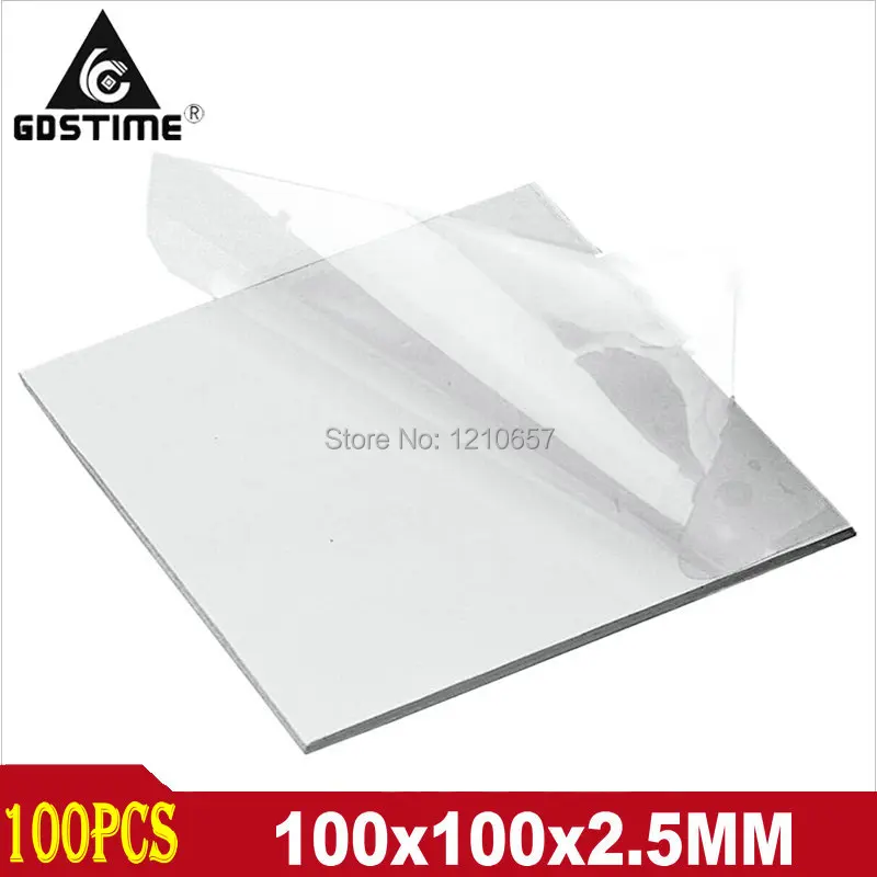 100PCS LOT Gdstime Thermal Pad GPU CPU IC Heatsink Cooling Conductive Silicone Pads 100mm x 100mm x 2.5MM