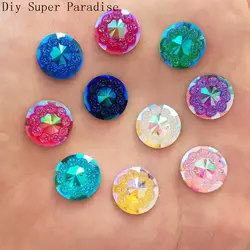 New DIY 40pcs 12mm AB Resin Round FlatBack Scrapbook Accessories Wedding Button Craft K57