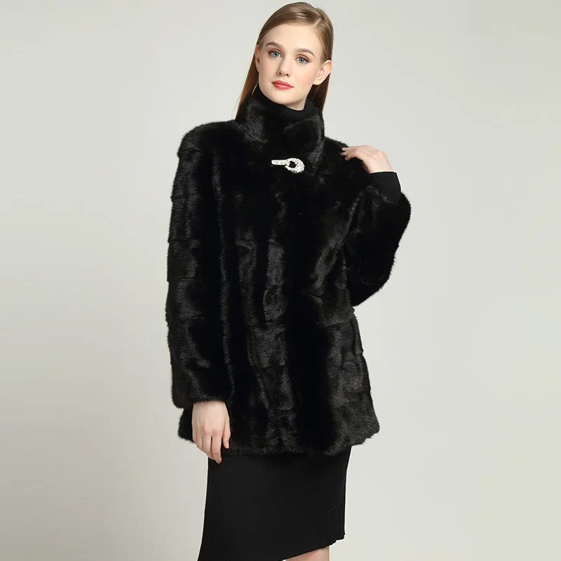 High Quality Mink Coats for Russian Women Real Fur Coat Female Full Pelt Real Mink Fur Women\'s Winter Jacket Plus Size S-7XL