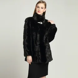 High Quality Mink Coats for Russian Women Real Fur Coat Female Full Pelt Real Mink Fur Women's Winter Jacket Plus Size S-7XL