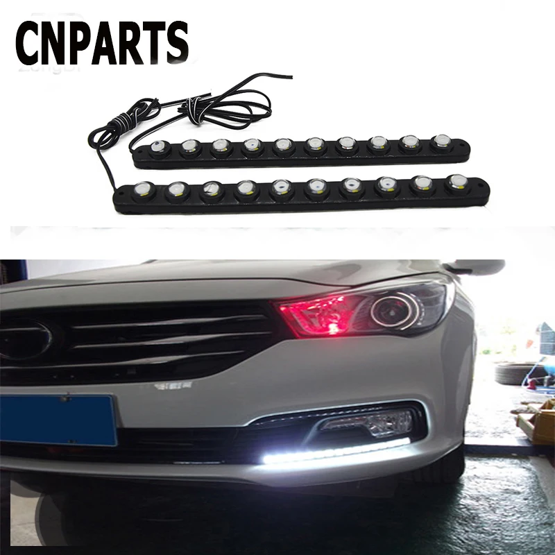 CNPARTS High-power Waterproof DRL Running Fog Lamp 10 LED Lights For Volvo S60 V70 XC90 Subaru Forester Peugeot 307 206 308 407