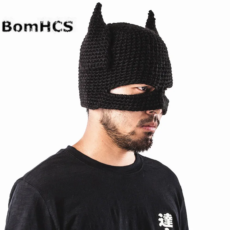 BomHCS Novelty Antenna Devil Horn Handmade Knitted Hat Men\'s Winter Warm Cap Gift Mask Beanie