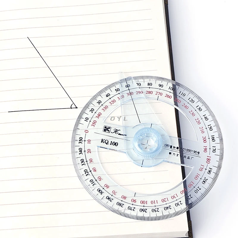 NEW Plastic 360 Degree Protractor Ruler Angle Finder Swing Arm School Office