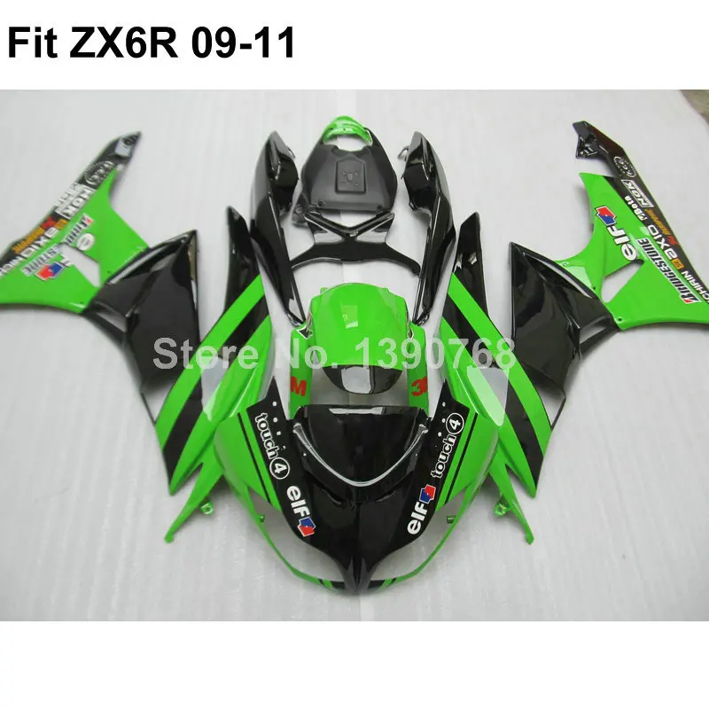 aftermarket body parts  fairings for Kawasaki Ninja 636 ZX6R 09 10 11 green black  fairing kit  ZX-6R 2009 2010 2011  VI31