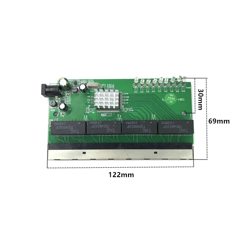 OEM PBC – commutateur Ethernet Gigabit, 8 ports, 8 ports, avec 8 broches, en-tête de voie 10/100/1000 m, hub 8way power pin, Pcb board, OEM schroef gat