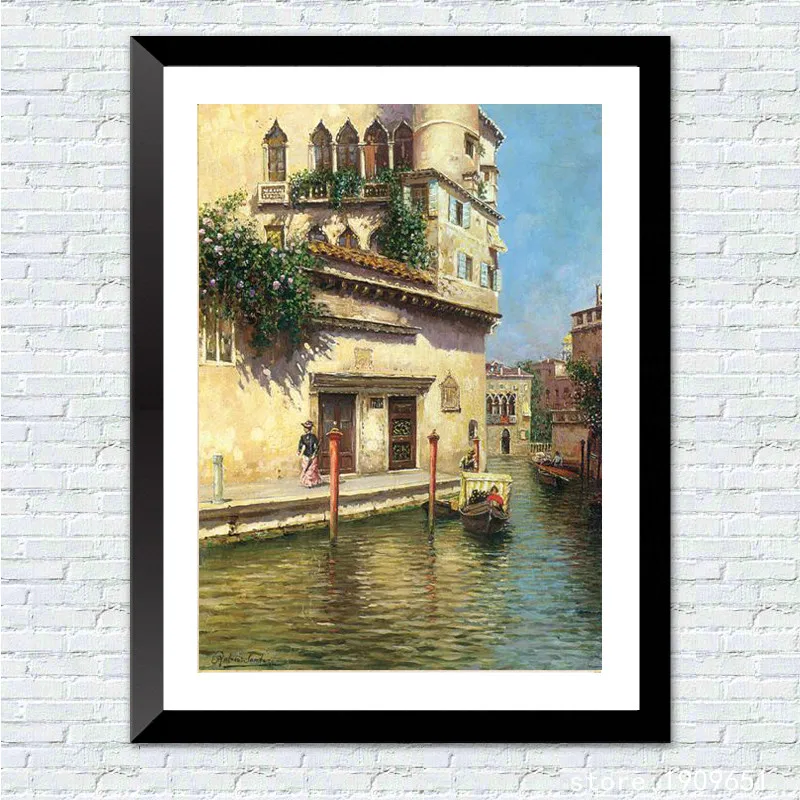 cotton no frame Mediterranean sea water city boat canvas printings oil painting printed on cotton wall art decoration picture