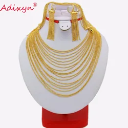 Adixyn Tassels Necklace/Earrings/Bracelet Set for Women Gold Color Jewelry India/Dubai/Ethiopian Wedding/Party Gifts N03121