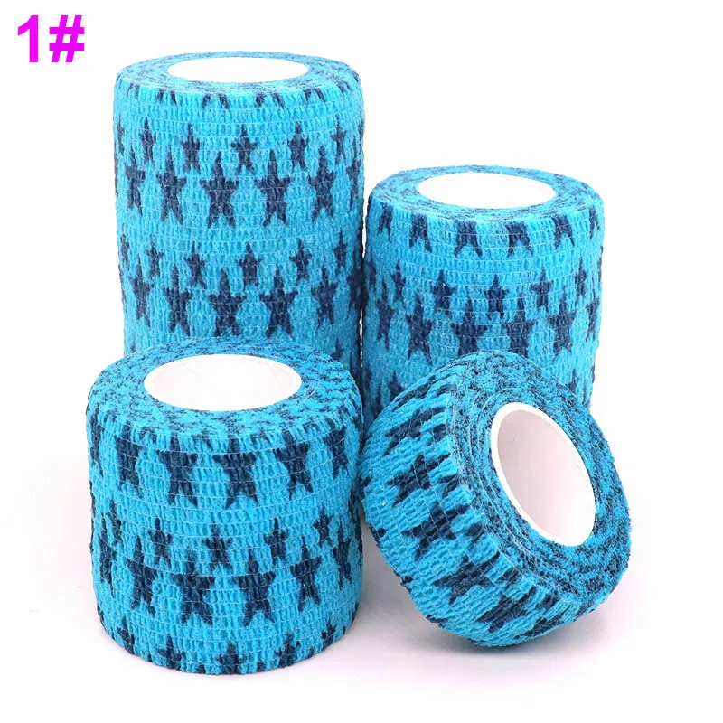 1 Stuks Gedrukt Zelfklevende Elastische Bandage 4.8M Kleurrijke Sport Wrap Tape Voor Vingergewricht Knie Ehbo-kit huisdier Tape