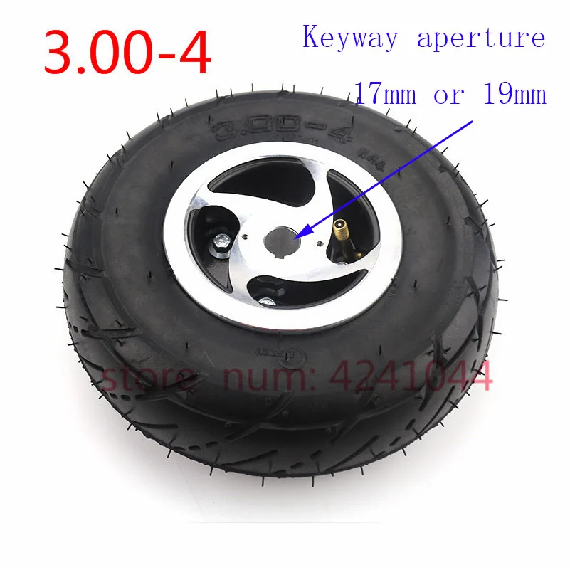 3.00-4 Inner Tube and out tyre with 17mm /19mm Keyway alloy rims for Knobby Scooter Go Kart Electric scooter Highway Wheels