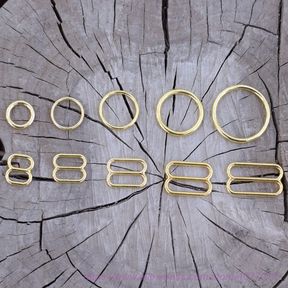 Wholesale 500sets/1000pcs Adjustable Bra Rings and Sliders Bra Components Gold Color