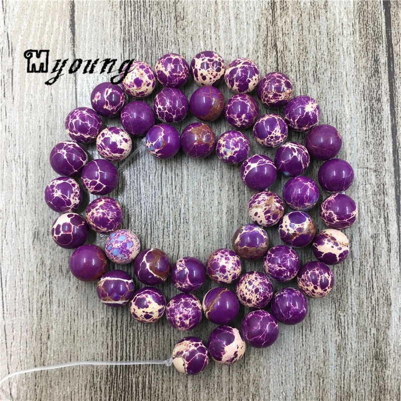 

Natural Stone Purple Sea Sediment Imperial Jaspers Beads,Emperor Stone Loose Round Beads For DIY Jewelry 5 Strands/lot MY0080