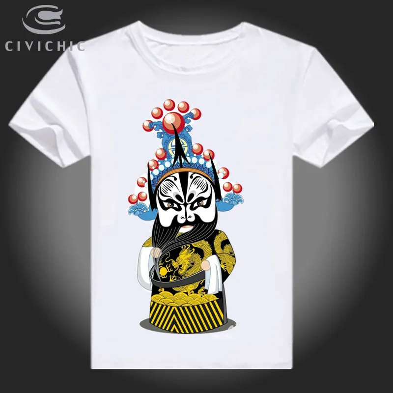 CIVI CHIC สไตล์ย้อนยุค T เสื้อผู้หญิง Peking Opera พิมพ์ Tops ชายเสื้อ Plus ขนาด Groot Tees Oriental ชาติพันธุ์หลวม tshirt WST133