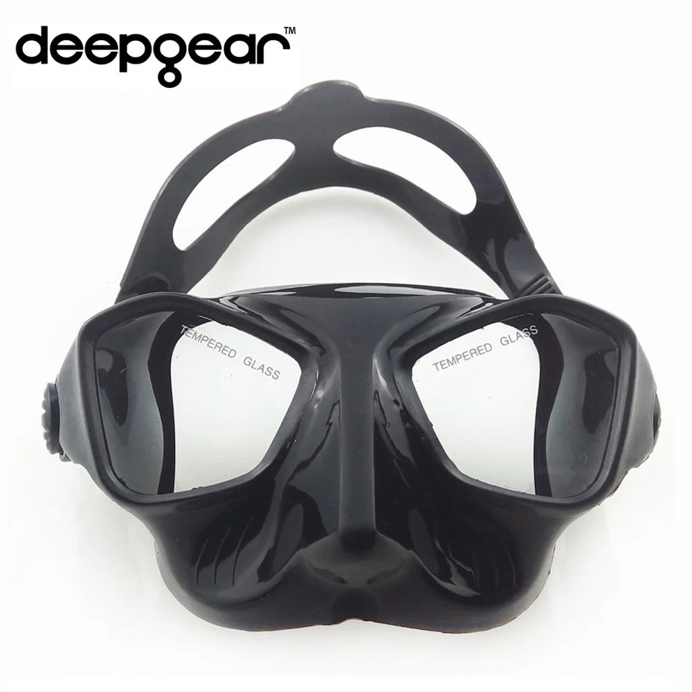 

DEEPGEAR Extreme low volume spearfishing mask black silicon freediving mask top spearfishing and dive gears tempered scuba mask