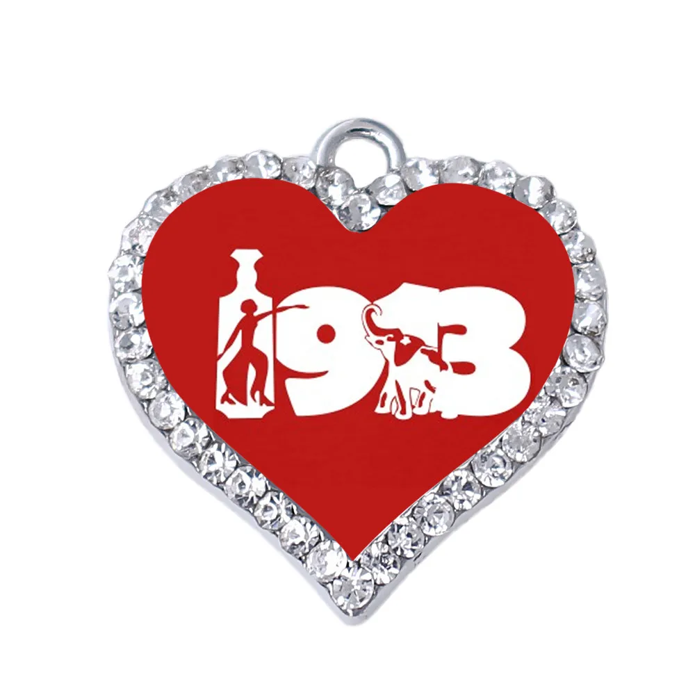 

DOUBLE NOSE Heart Sticker Inlaid Metal Greek Letter 1913 Charm Society Fortitude Jewelry