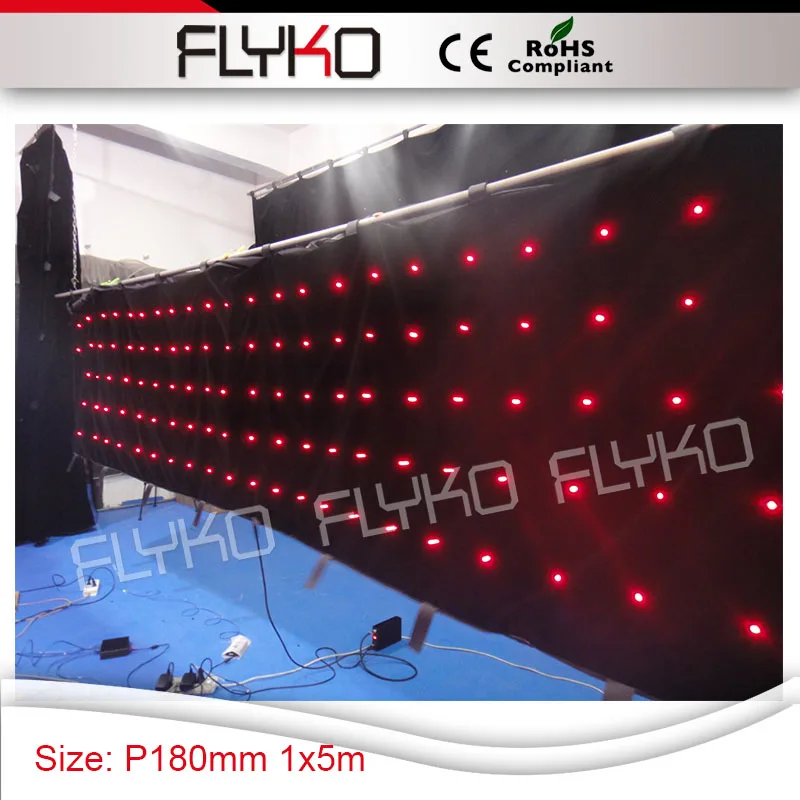 SD controller P18 full color fireproof display effect video curtain 1m x 5m for dj nightclub