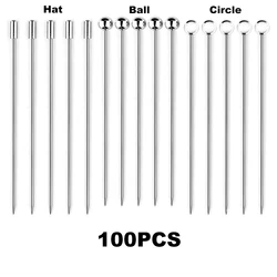 100PCS Cocktail Pick Stainless Steel Fruit Sticks Bar Tools Drink Stirring Sticks Martini Picks Party Set of 100