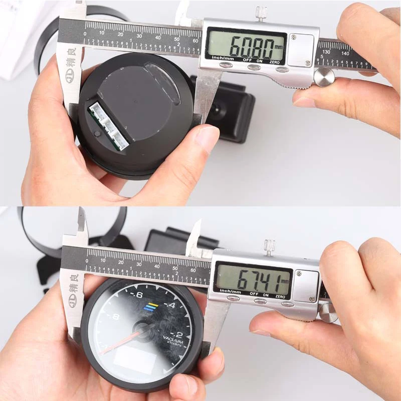 Oil Press Gauge 7 Light Colors LCD Display With Voltage Oil Pressure 62mm 2.5 Inch With Sensor Racing Gauge