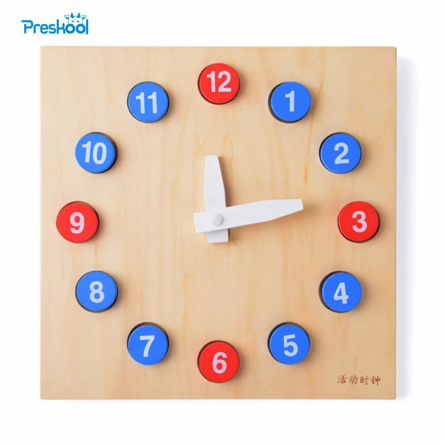 Horloge Montessori en bois avec mains mobiles pour bébé, jouet classique, éducation de l'enfance, formation préscolaire, jouets pour enfants