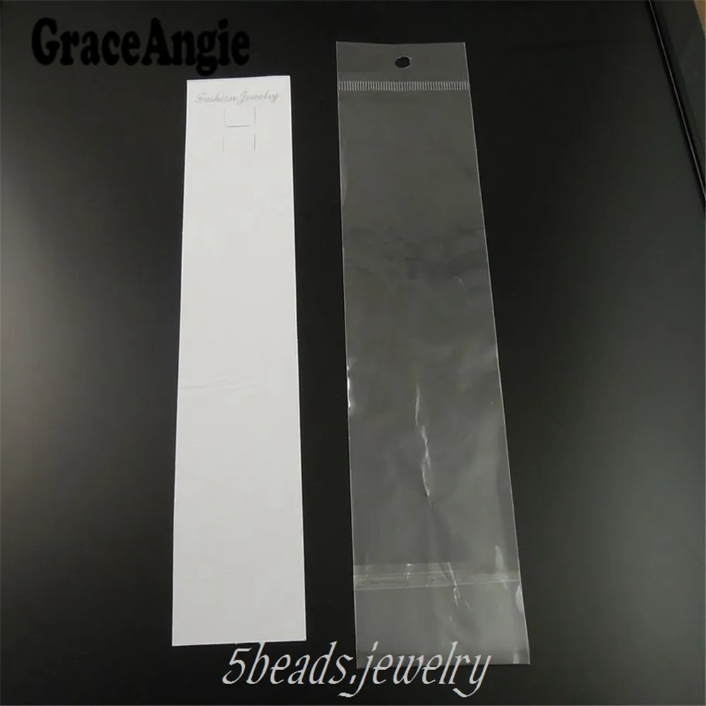 

100 Pieces-Pack Jewelry Case PVC Earrings Necklace Display Hanging Card with Plastic Bags 36882 Fashion