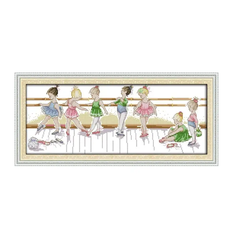 Serie de personajes de Ballet, traje de punto de cruz, elegante postura de ballet, costura artesanal, accesorios decorativos, pegatinas de pared