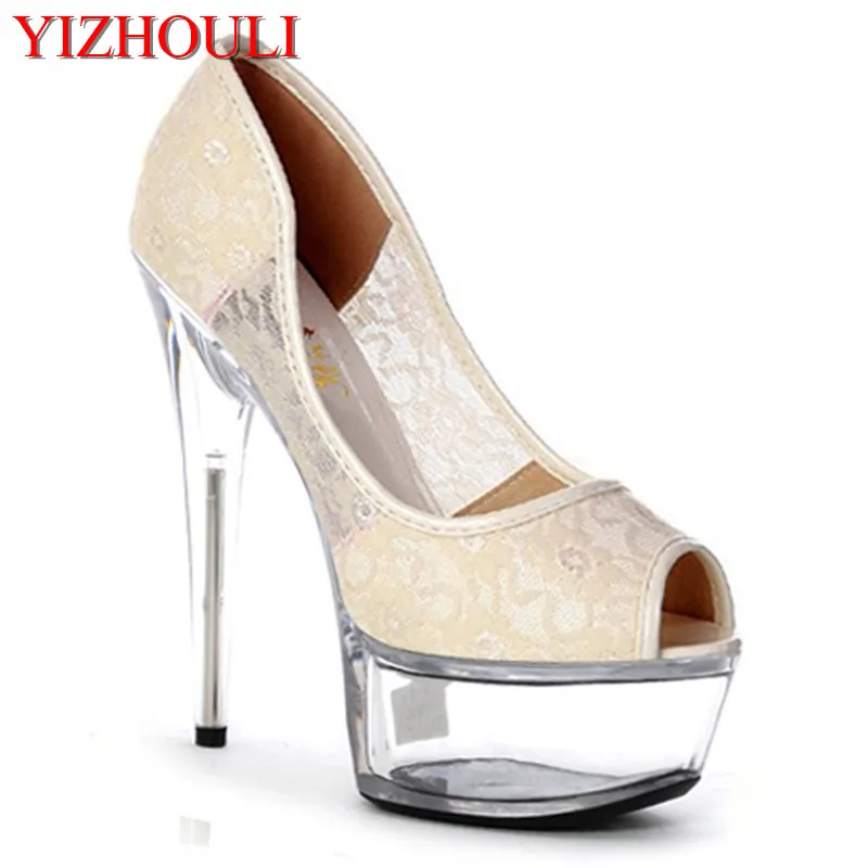 

15cm high heels and night club single shoe lace crystals and small size shoes hate sky-high heels and dancing shoes