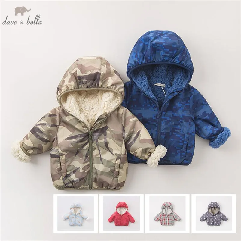 

DB2858-B dave bella autumn infant baby boys coat fashion clothes toddler boys print Hooded coats children high quality