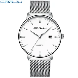 CRRJU – montre de Sport étanche pour hommes, marque de luxe, Ultra mince, horloge de Date, bracelet en acier, décontracté, à Quartz