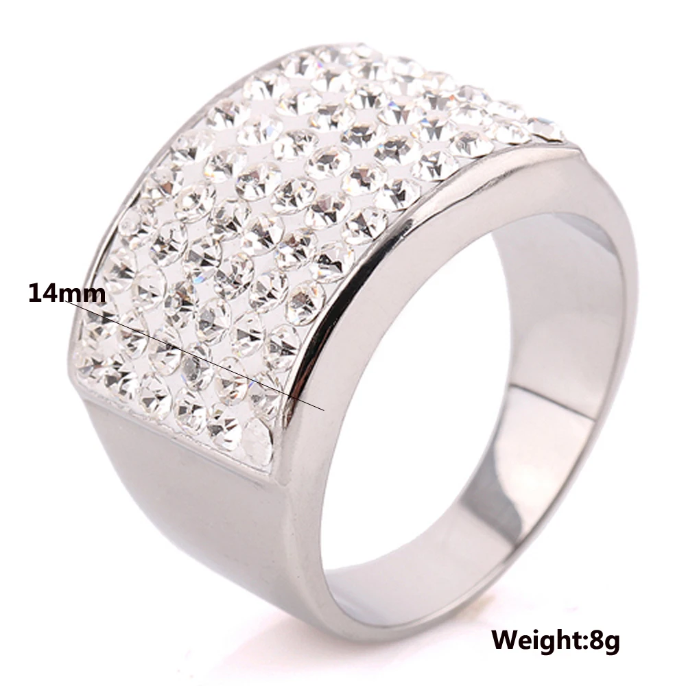 Fashion Jewelry Women Wedding Accessories Rings With Clear Crystal Wholesale Stainless Steel Bling Crystal Ring For Women