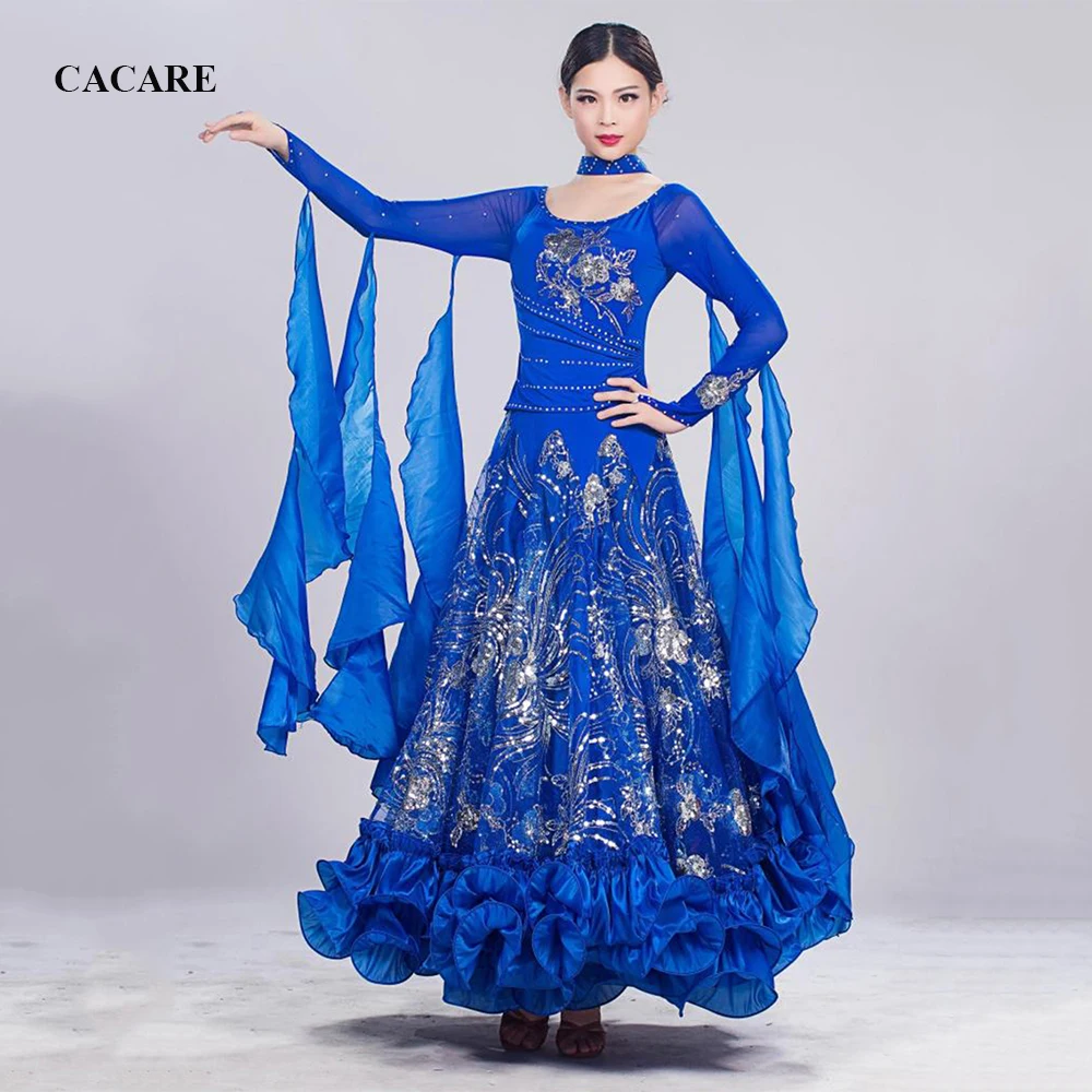

CACARE Ballroom Dance Formal Dresses Long Woman Clothing Female Standard Dance Wear Costume Waltz Dress Modern D0456 Customize