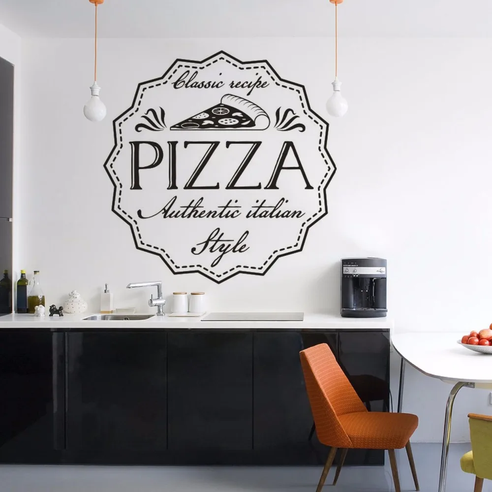 Pizza Classic Recipe  Wall Sticker Italian Style Pizzeria Wall Art Poster Removable Restaurant Pizza Shop Window Murals AZ233