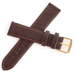 Newest Fashion Black Brown High Quality Watchband Soft Litchi Stripe PU Leather Watches Strap Pin Buckle 12-22mm