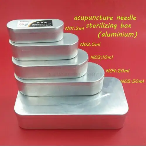 1set/5size/5pcs Medical needles acupuncture needle sterilizing box aluminium box 2/5/10/20/50 ML set medcine box container