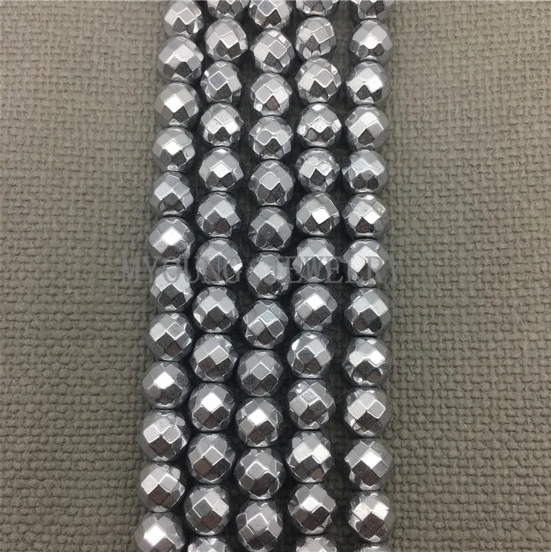 Faceted Round Hematite Beads ,Natural Stone For DIY Jewelry Making 5Strands/lot MY1320