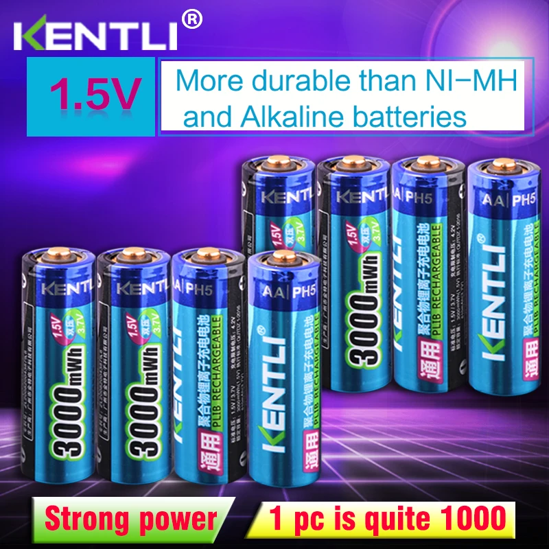 

KENTLI 1 5v battery aa rechargeble battery dropshipping ion lithium battery free shipping battery cell flashlight battery