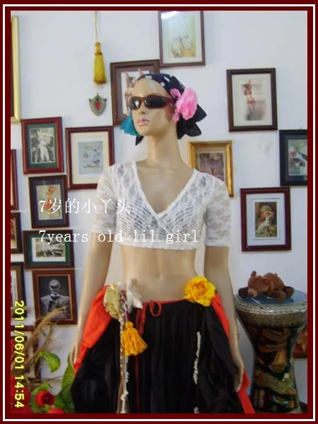 ลูกไม้ Belly Dance Top Ats Tribal Choli แขนสั้น DQ06-30