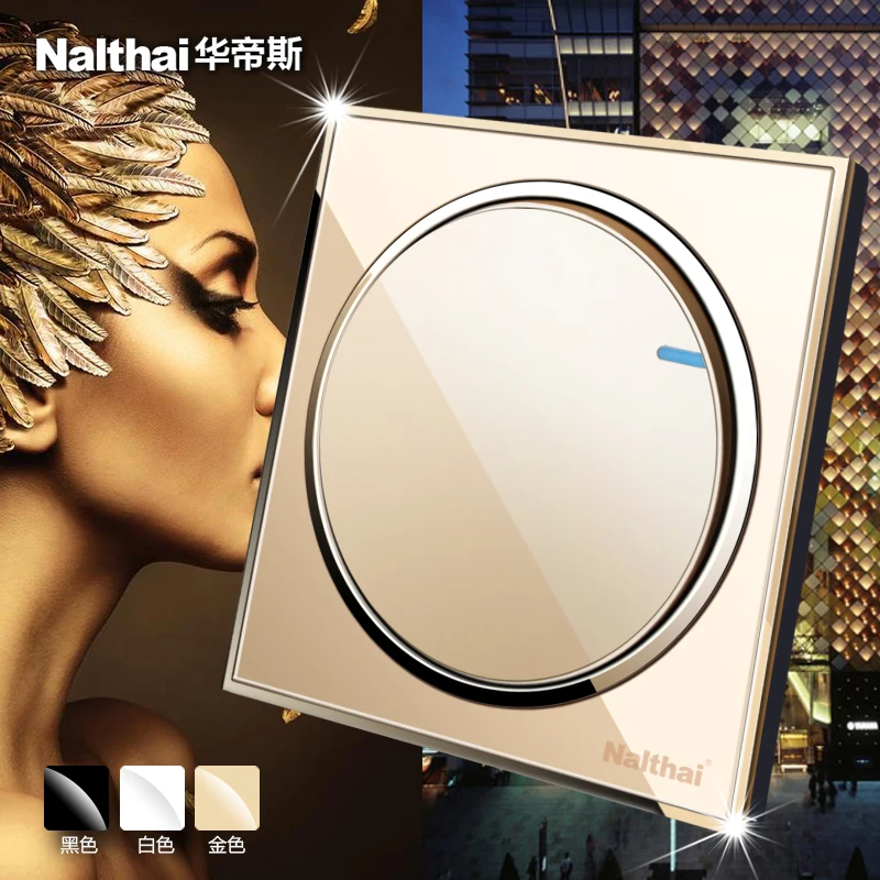 

New Round Design 1 Gang Wall Switch 86 Size Wall Panel Switch Luxury Gold/BLACK