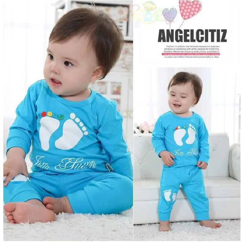 Hooyi Yellow Cute Baby Boy Clothing Sets Children's T-Shirts+Pant Suit bebe boy clothes Outfits 80 90 100