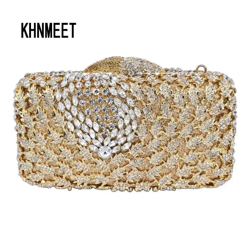 Luxury Crystal Hollow Out Evening Bag Women Day Clutches Bling Bag Silver Party Purse Pochette bride diamante bag SC229