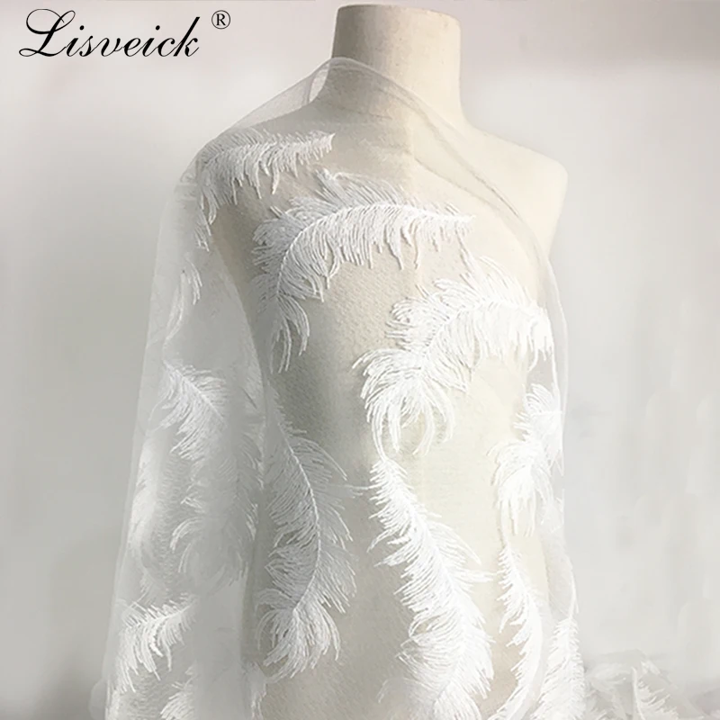 French lace feather embroidery lace fabric fashion veil clothing accessories DIY Sewing Fashion ladies dress lace cloth 1232