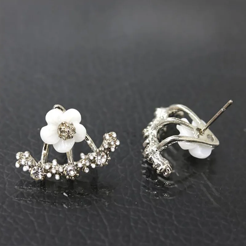 Korean Fashion Daisies Stud Earrings Temperament Simple Flower Double Sided Earrings For Women Statement Jewelry Studs