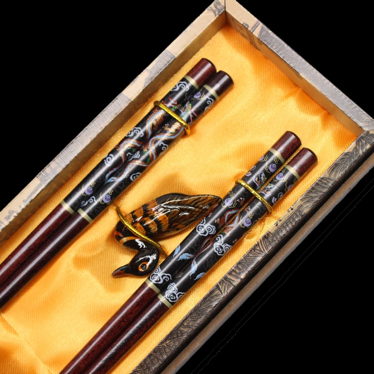 Essstäbchen aus Holz, Geschenkbox, Hochzeitsgeschenke, chinesische Merkmale, Überseegeschenke, Essstäbchen aus Holz, Essstäbchen-Set, Holzküche – Detail 2