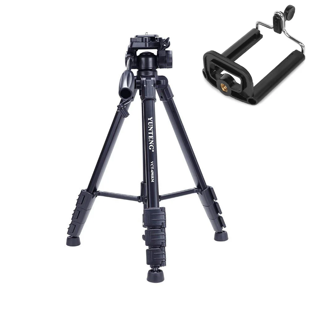 

Photo YUNTENG VCT-690 Pro Camera Camcorder Binoculars DV Tripod Damping Head & Bag Phone Holder