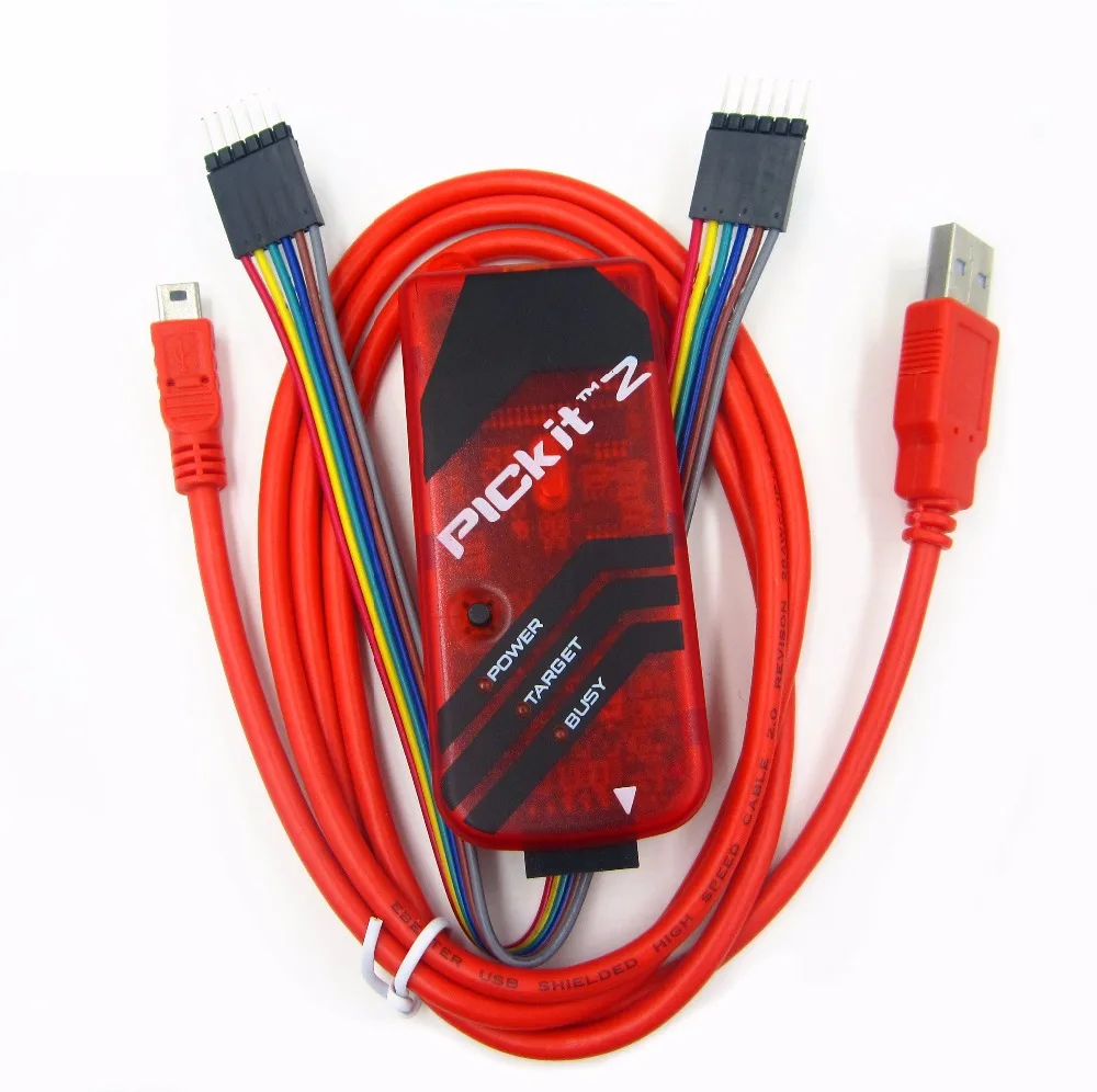 new 10pcs PICKIT2 PIC Kit2 Simulator PICKit 2 Programmer Emluator Red Color w/USB cable Dupond Wire