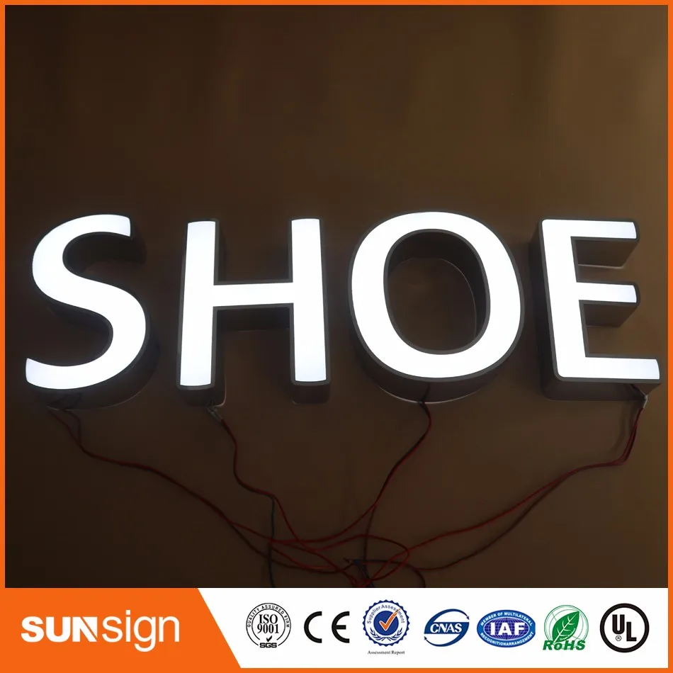 Factory Outlet Outdoor Waterdichte Hoge Helderheid Acryl Voorkant Rvs Zijden Led Licht Up Letters Winkel