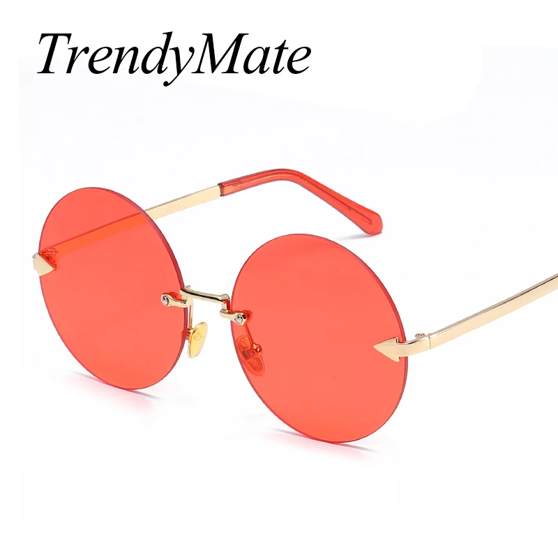 2023 Round Rimless Sunglasses Women Party UV400 Metal Frame Sunglasses Candy Colors Lady Lunette De Soleil Femme 1121T