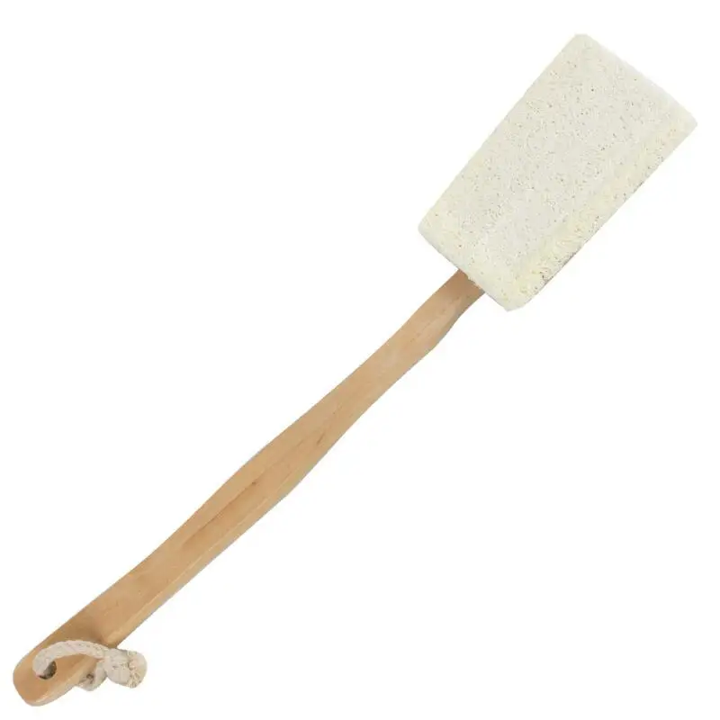 Long Detachable Wooden Handle Natural Loofah Brush Exfoliating Dead Skin Body Scrubber Back Brush LX7504